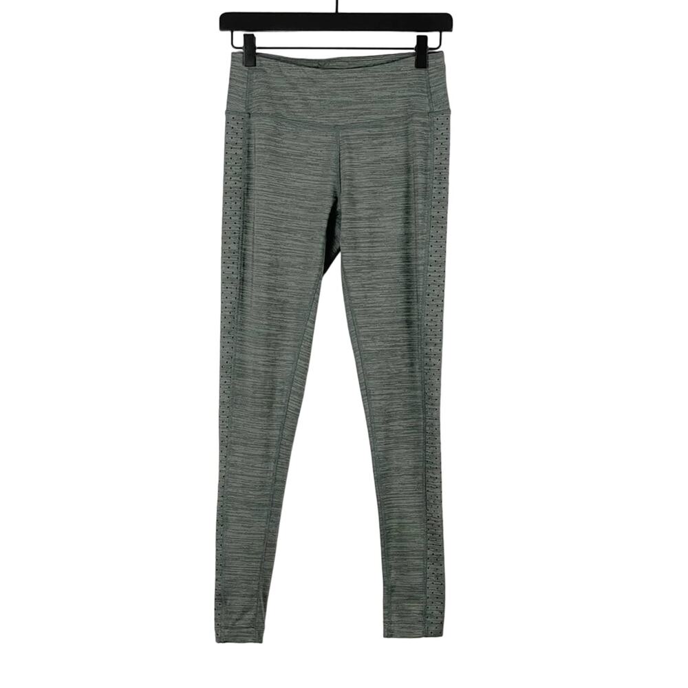 Mondetta Olive Green Space Dye Diamond Perforated Side Panel Athletic Leggings S